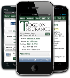 Mobile insurance website for Trogdon Marshall Agency at m.trogdoninsurance.com